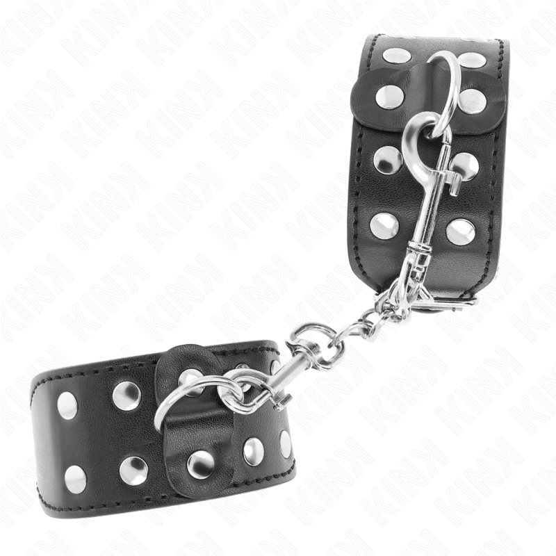 KINK - CINTURINI CON DOPPIA LINEA DI BORCHIE REGOLABILI NERO – Sistemare le manette – foto 3