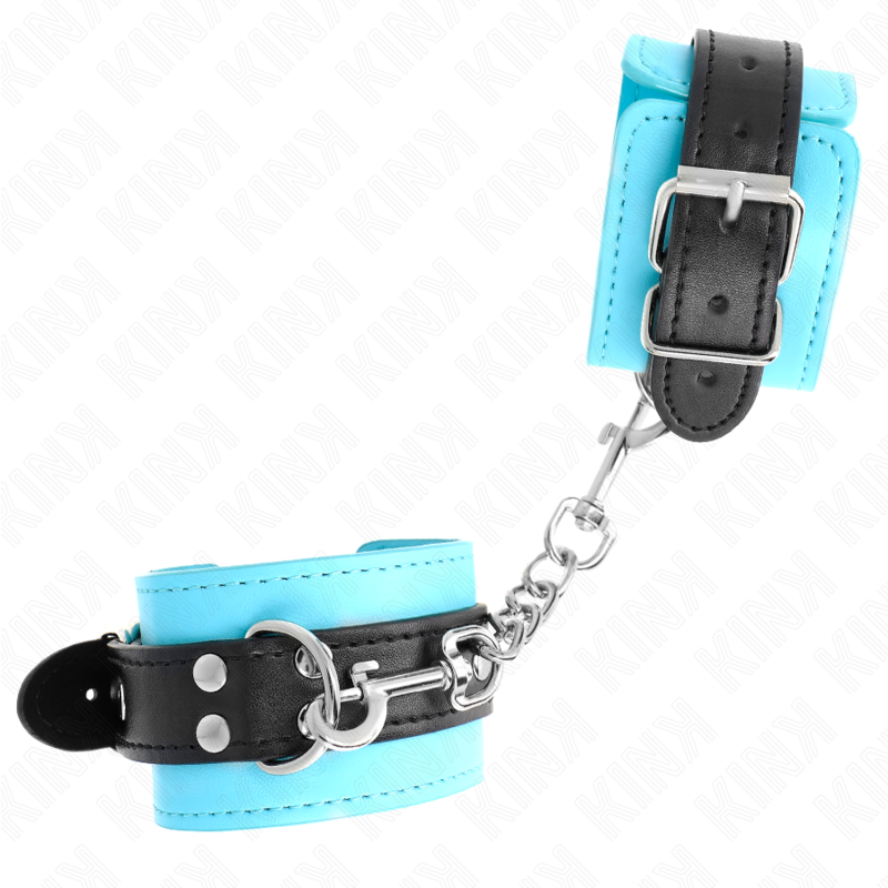 KINK - RESISTENZA DA POLSO CON GANCIO BLU IMBOTTITO IN PELLICCIA REGOLABILE 20-28 CM X 5,5 CM – Sistemare le manette – foto 3