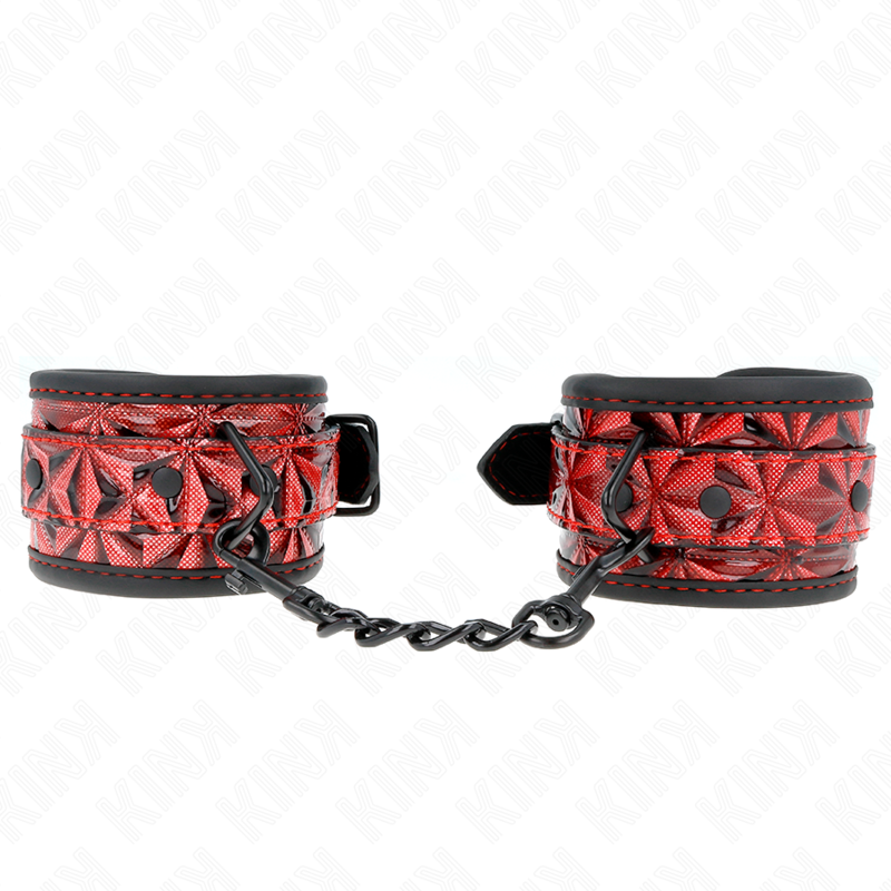 KINK - RESISTENZA DA POLSO CON MOTIVO A DIAMANTI ROSSO SCURO REGOLABILE 17-26 CM X 5,5 CM – Sistemare le manette – foto 2