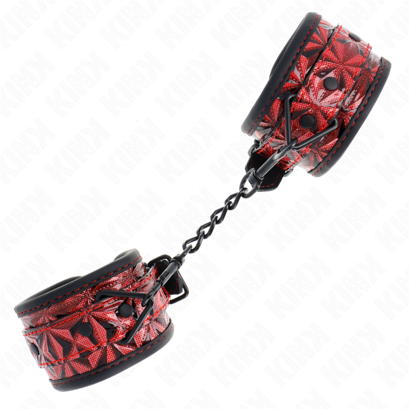KINK - RESISTENZA DA POLSO CON MOTIVO A DIAMANTI ROSSO SCURO REGOLABILE 17-26 CM X 5,5 CM – Sistemare le manette – foto 3