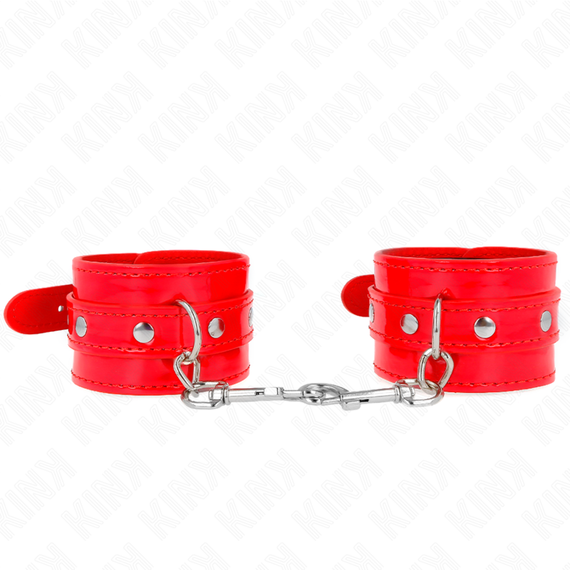 KINK - POLSINI LUCIDI ROSSI REGOLABILI 23-33 CM – Sistemare le manette – foto 2