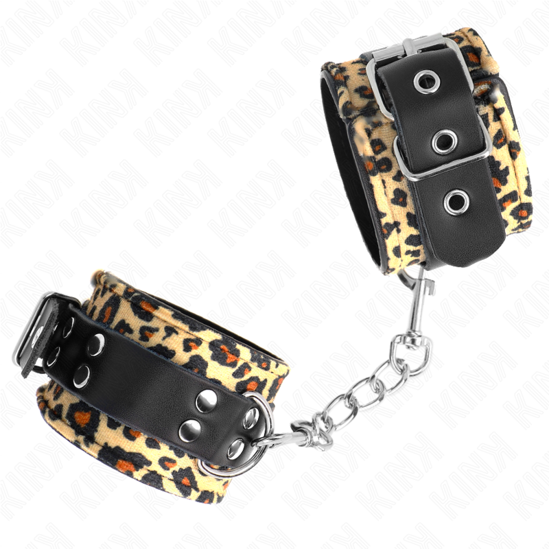 KINK - POGGIAPOLSO IN VERA PELLE LEOPARDATA REGOLABILE 18-29 CM X 5,5 CM – Sistemare le manette – foto 3