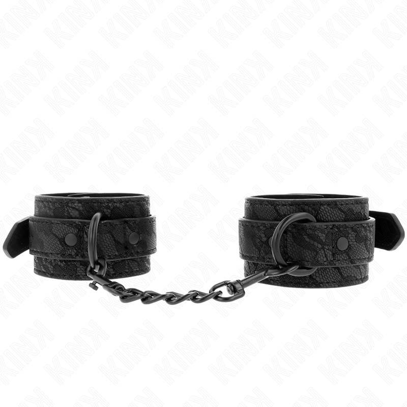 KINK - POLSI RICOPERTI DI PIZZO SCURO REGOLABILI NERO 19-26 CM – Sistemare le manette – foto 2