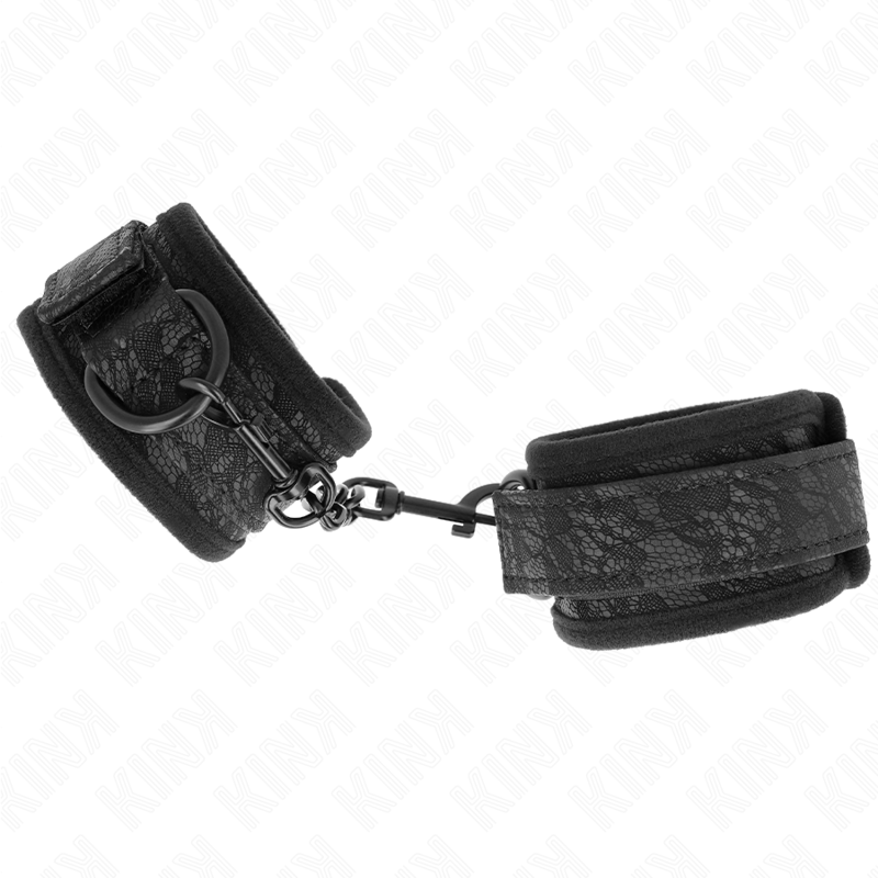 KINK - POLSI RICOPERTI DI PIZZO SCURO IN NEOPRENE REGOLABILE NERO 20-29 CM X 5 CM – Sistemare le manette – foto 3