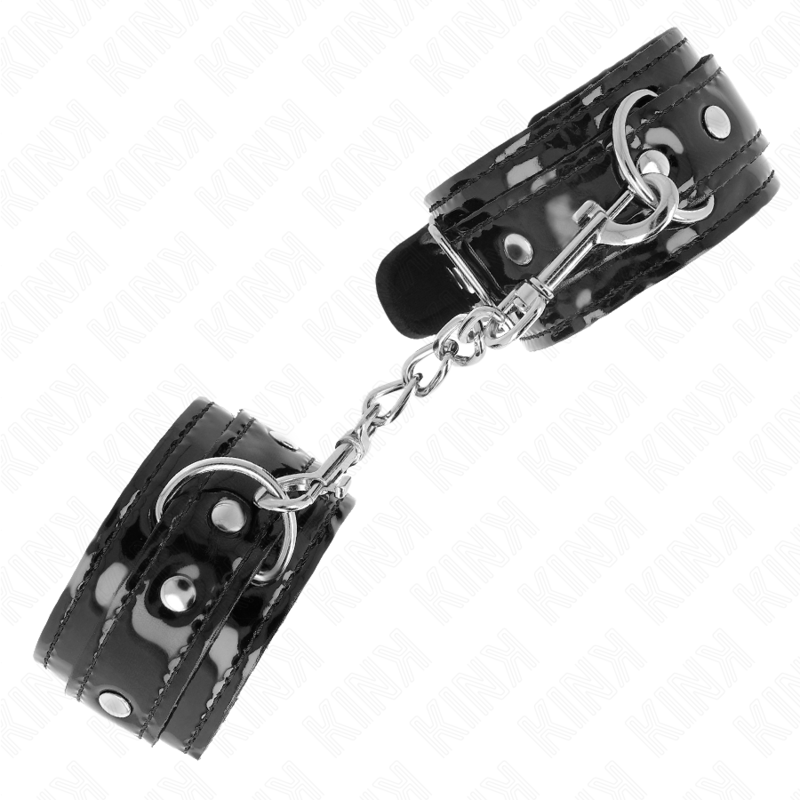 KINK - POLSI IN NEOPRENE LUCIDO REGOLABILI 17-24 CM X 4,5 CM – Sistemare le manette – foto 3