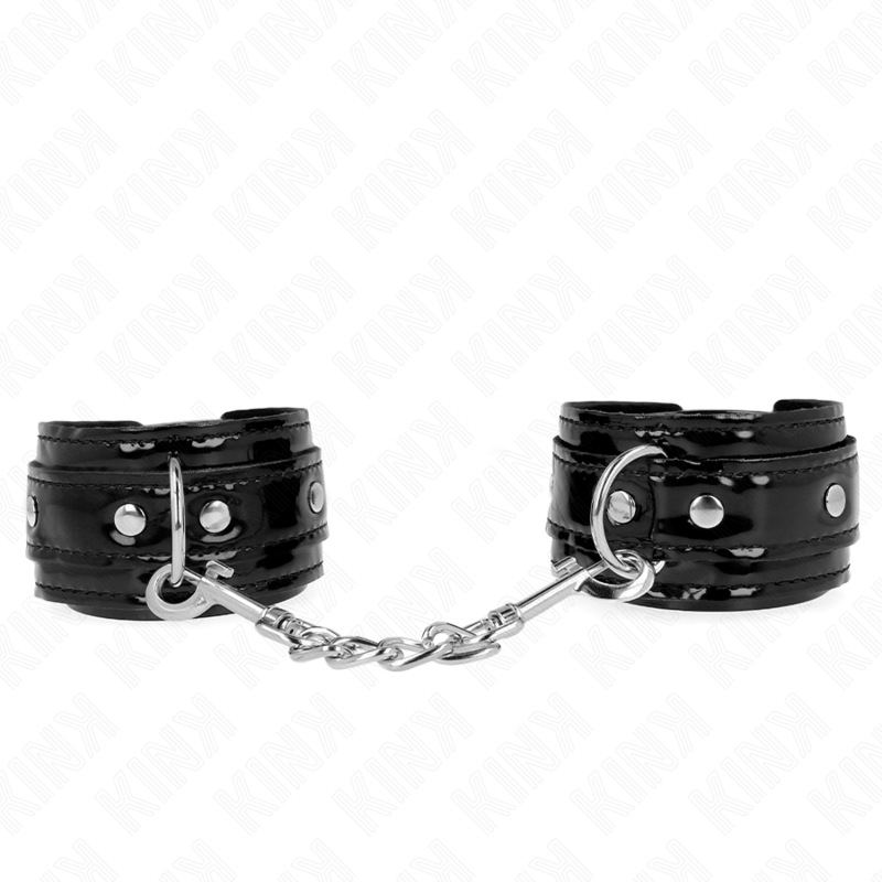 KINK - POLSI IN NEOPRENE LUCIDO REGOLABILI 17-24 CM X 4,5 CM – Sistemare le manette – foto 2