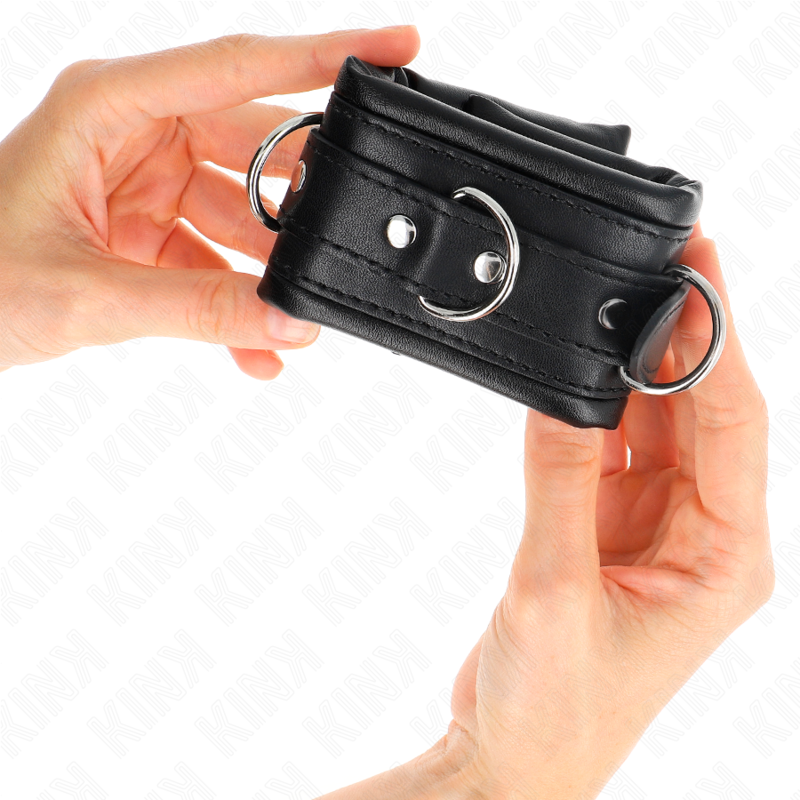 KINK - RESISTENZA DA POLSO PESANTE CON FODERA IN PELLICCIA NERA REGOLABILE 20-30 CM X 6 CM – Sistemare le manette – foto 4