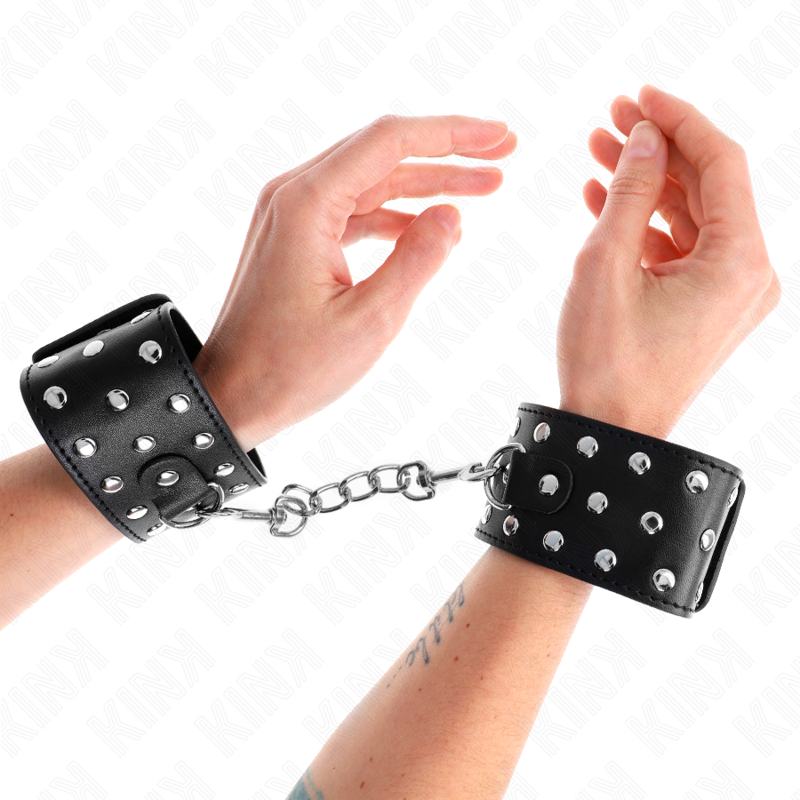 KINK - RESISTENZA DA POLSO PUNK REGOLABILE 19-24 CM X 5,5 CM – Sistemare le manette