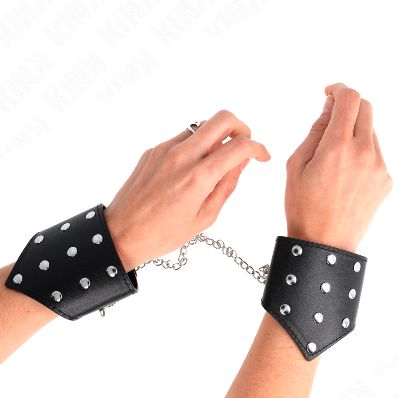 KINK - BRACCIALI STILE PUNTO NERO CON CATENA REGOLABILE 17-23 CM X 8,5 CM – Sistemare le manette