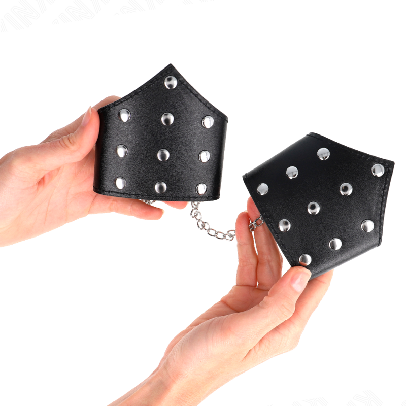 KINK - BRACCIALI STILE PUNTO NERO CON CATENA REGOLABILE 17-23 CM X 8,5 CM – Sistemare le manette – foto 4