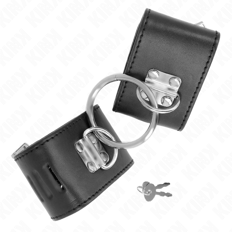KINK - POLSO FISSO CON CHIUSURA AD ANELLO E LUCCHETTO NERO REGOLABILE 16-23 CM X 5,5 CM – Sistemare le manette – foto 3