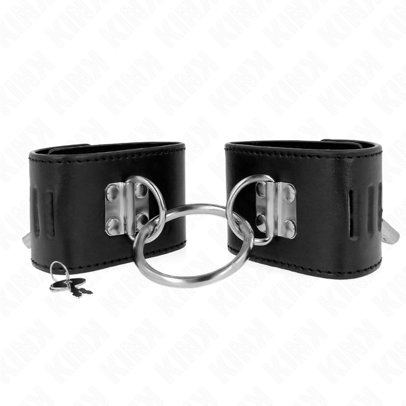 KINK - POLSO FISSO CON CHIUSURA AD ANELLO E LUCCHETTO NERO REGOLABILE 16-23 CM X 5,5 CM – Sistemare le manette – foto 2