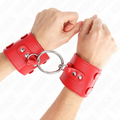 KINK - POLSO FISSO CON ANELLO E BORCHIE REGOLABILE ROSSO 17-22 CM X 6,5 CM – Sistemare le manette