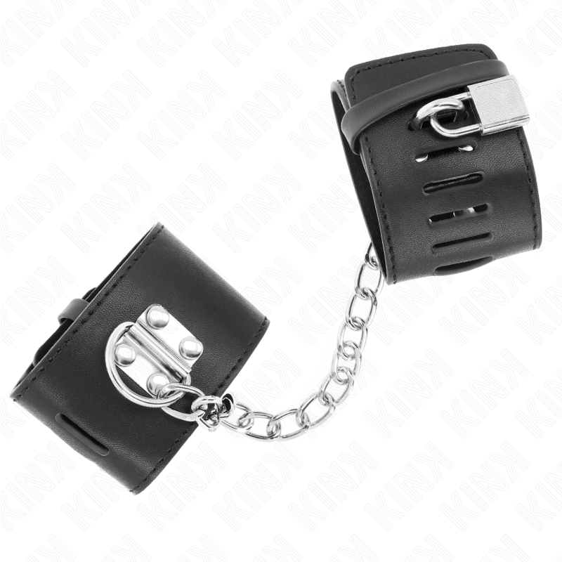KINK - POLSO FISSO CON CATENA 30 CM E CHIUSURA LUCCHETTO NERO REGOLABILE 16-23 CM X 5,5 CM – Sistemare le manette – foto 3