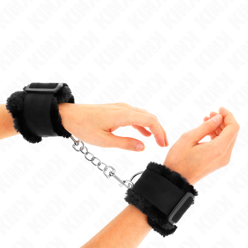 KINK - POGGIPOLSI FODERATI IN PELLICCIA NERI REGOLABILI 17-31 CM X 7 CM – Sistemare le manette