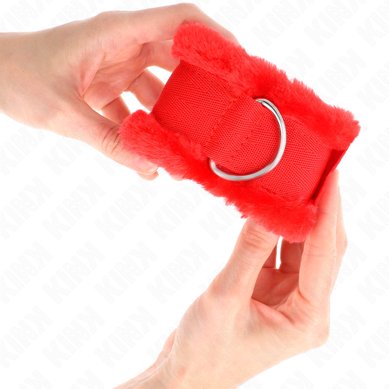 KINK - POGGIPOLSO FODERATO IN PELLICCIA ROSSO REGOLABILE 17-31 CM X 7 CM – Sistemare le manette – foto 4