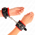 KINK - RESISTENZA DA POLSO PREMIUM FODERATA IN PELLICCIA ROSSO CON CINTURA NERA REGOLABILE 17-29 CM X 6 CM – Sistemare le manette