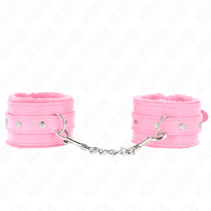 KINK - POGGIPOLSI PREMIUM RIVESTITI IN PELLICCIA ROSA CON CINTURA ROSA REGOLABILE 17-29 CM X 6 CM – Sistemare le manette – foto 2