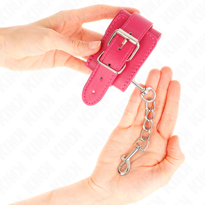 KINK - TENUTA DA POLSO ROSA LAMPONE CON FODERA ROSA LAMPONE REGOLABILE 20-28 CM X 5,5 CM – Sistemare le manette – foto 4