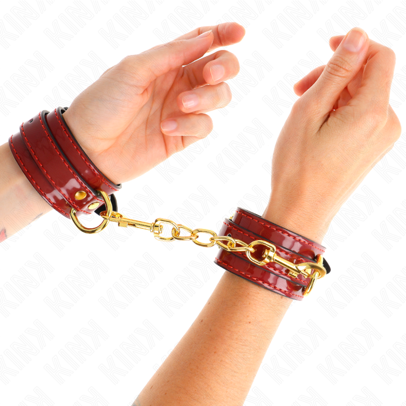 KINK - POLSINI JOANNA ANGEL ROSSO REGOLABILE CON CATENA ORO 16.5-26 CM X 4 CM – Sistemare le manette