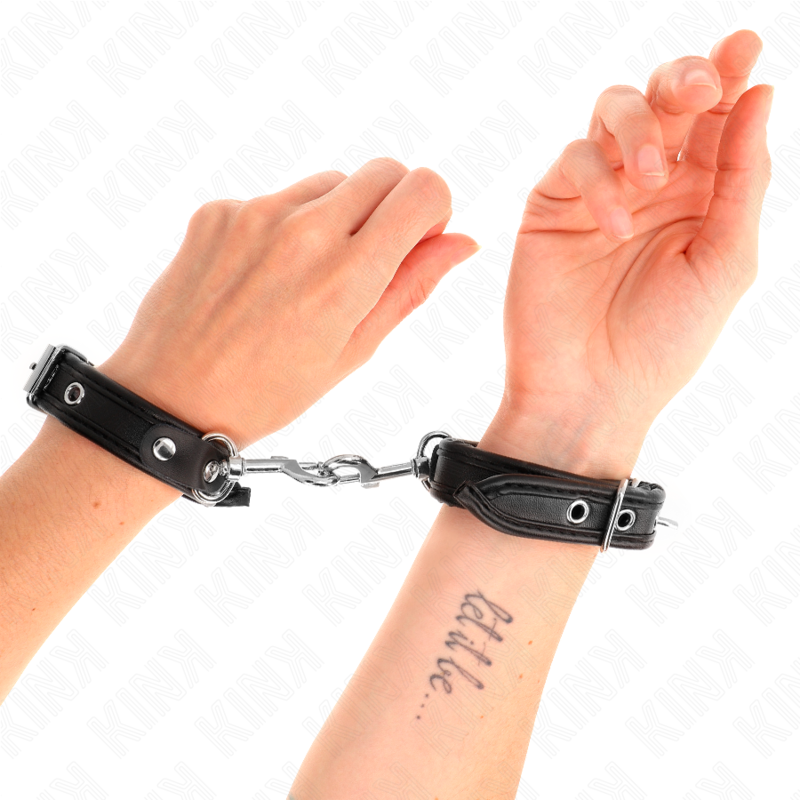 KINK - MINI BRACCIALETTI NERI CON BORCHIE REGOLABILI 16-22 CM X 2 CM – Sistemare le manette