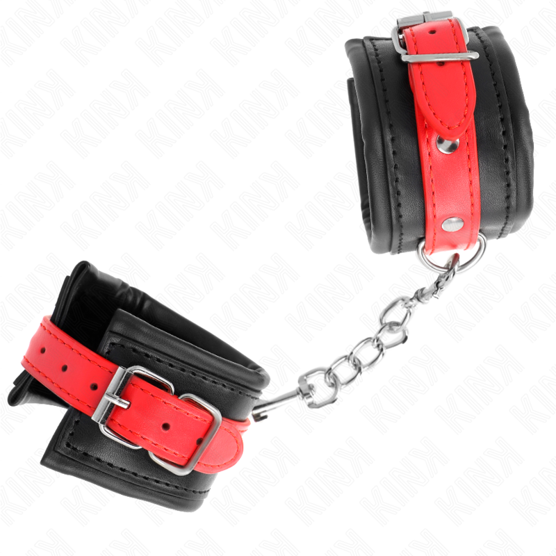 KINK - RESISTENZA DA POLSO NERA CON CINTURA ROSSA REGOLABILE 17-28 CM X 6 CM – Sistemare le manette – foto 3