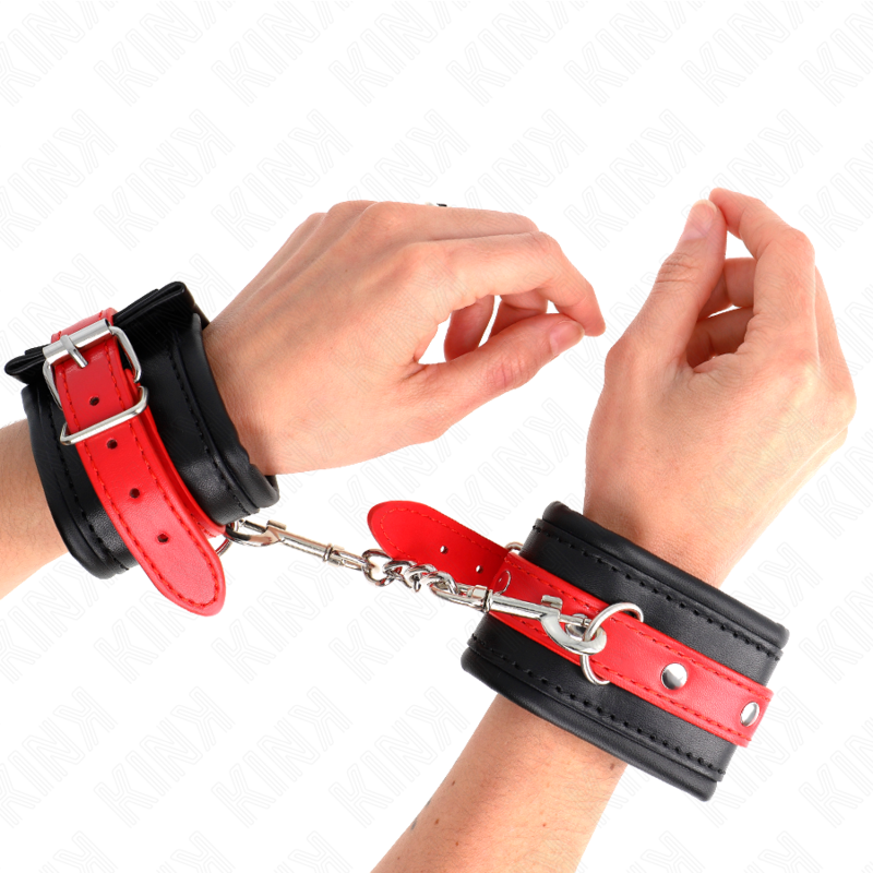 KINK - RESISTENZA DA POLSO NERA CON CINTURA ROSSA REGOLABILE 17-28 CM X 6 CM – Sistemare le manette