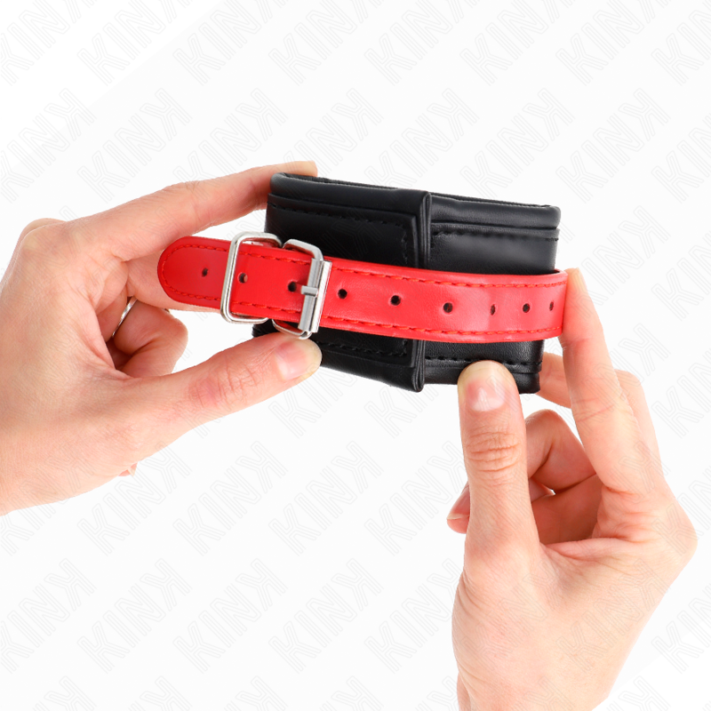 KINK - RESISTENZA DA POLSO NERA CON CINTURA ROSSA REGOLABILE 17-28 CM X 6 CM – Sistemare le manette – foto 4