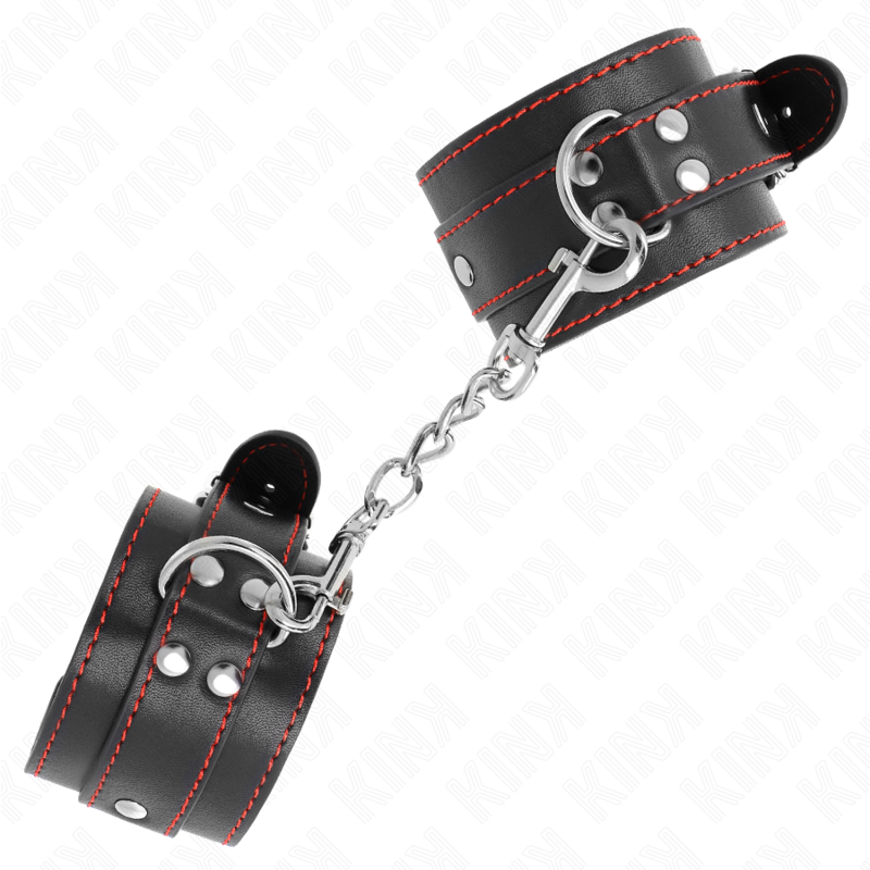 KINK - RESISTENZA DA POLSO NERA CON FODERA ROSSA REGOLABILE 20-28 CM X 5,5 CM – Sistemare le manette – foto 3