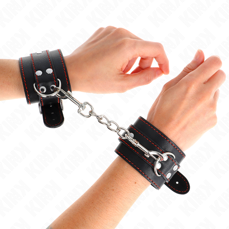 KINK - RESISTENZA DA POLSO NERA CON FODERA ROSSA REGOLABILE 20-28 CM X 5,5 CM – Sistemare le manette