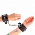 KINK - POLSO NERO CON INTARSIO CUORE ROSSO REGOLABILE 21-28 CM X 5,5 CM – Sistemare le manette