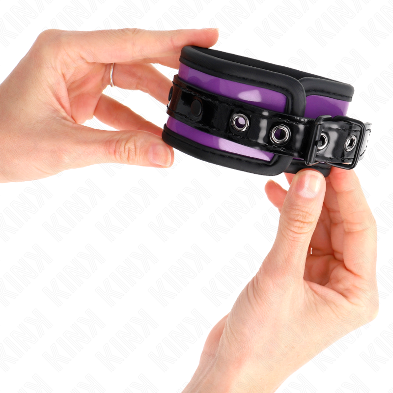KINK - RESISTENZA DA POLSO IN NEOPRENE VIOLA CHIARO REGOLABILE 21-28 CM X 5 CM – Sistemare le manette – foto 4