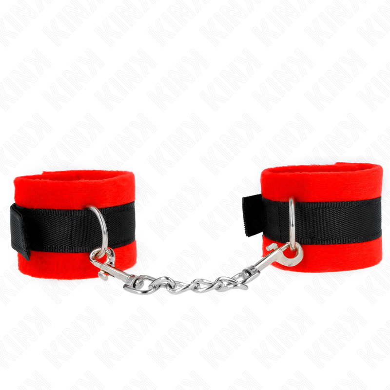 KINK - POLSINI IN PELLICCIA PER PRINCIPIANTI NERO-ROSSO 30 X 7 CM – Sistemare le manette – foto 2