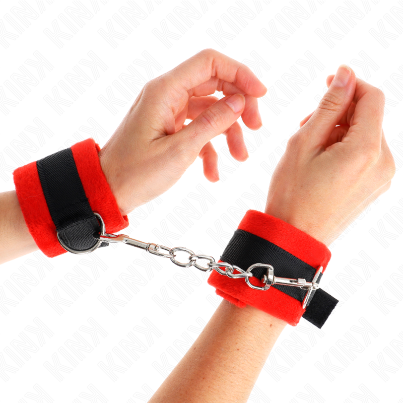 KINK - POLSINI IN PELLICCIA PER PRINCIPIANTI NERO-ROSSO 30 X 7 CM – Sistemare le manette