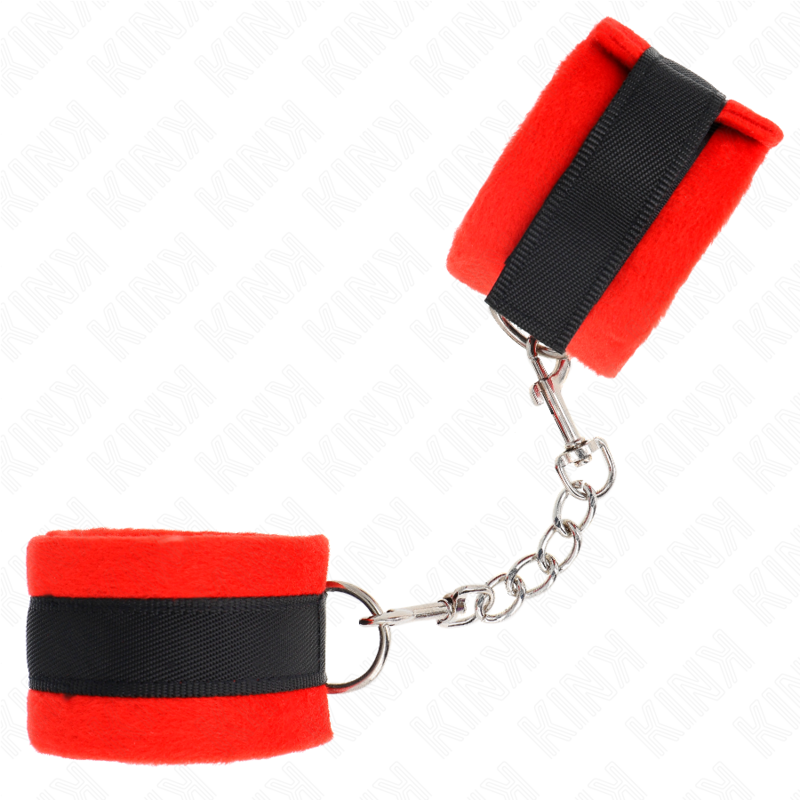 KINK - POLSINI IN PELLICCIA PER PRINCIPIANTI NERO-ROSSO 30 X 7 CM – Sistemare le manette – foto 3