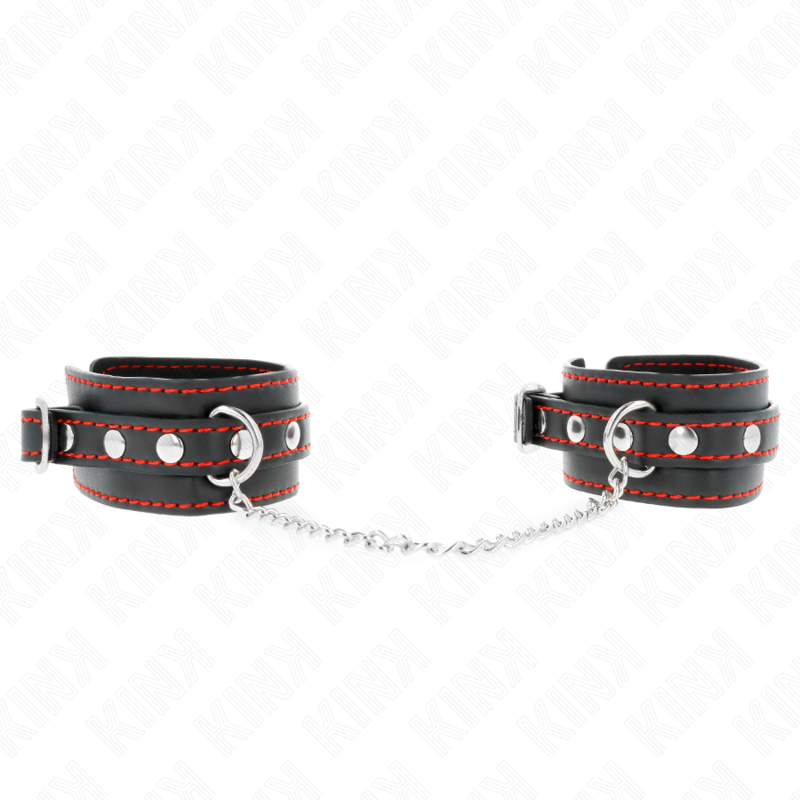 KINK - POTENZIALE DA POLSO PICCOLA NERA CON FODERA ROSSA REGOLABILE 14-24 CM X 3,5 CM – Sistemare le manette – foto 2