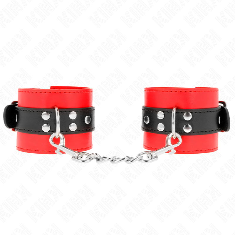 KINK - RESISTENZA DA POLSO ROSSO CON CINTURA NERA REGOLABILE 17-28 CM X 6 CM – Sistemare le manette – foto 2