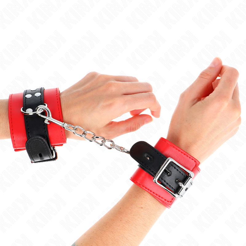 KINK - RESISTENZA DA POLSO ROSSO CON CINTURA NERA REGOLABILE 17-28 CM X 6 CM – Sistemare le manette