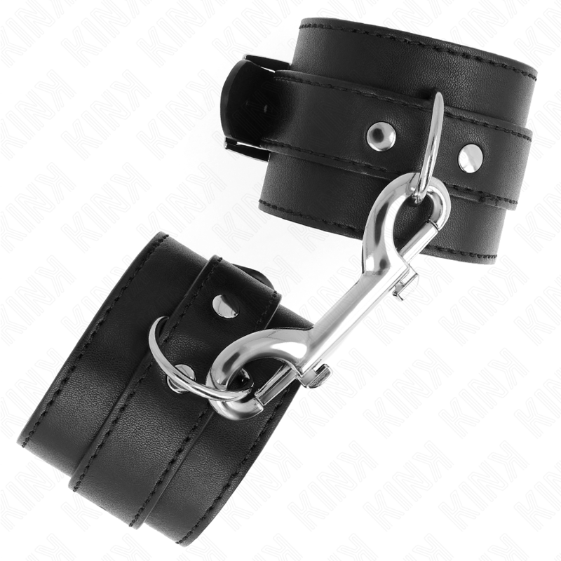 KINK - TENUTA DA POLSO-FILA DI RIVETTI SINGOLA E FIBBIA GRANDE NERA REGOLABILE 17-28 CM X 5 CM – Sistemare le manette – foto 3
