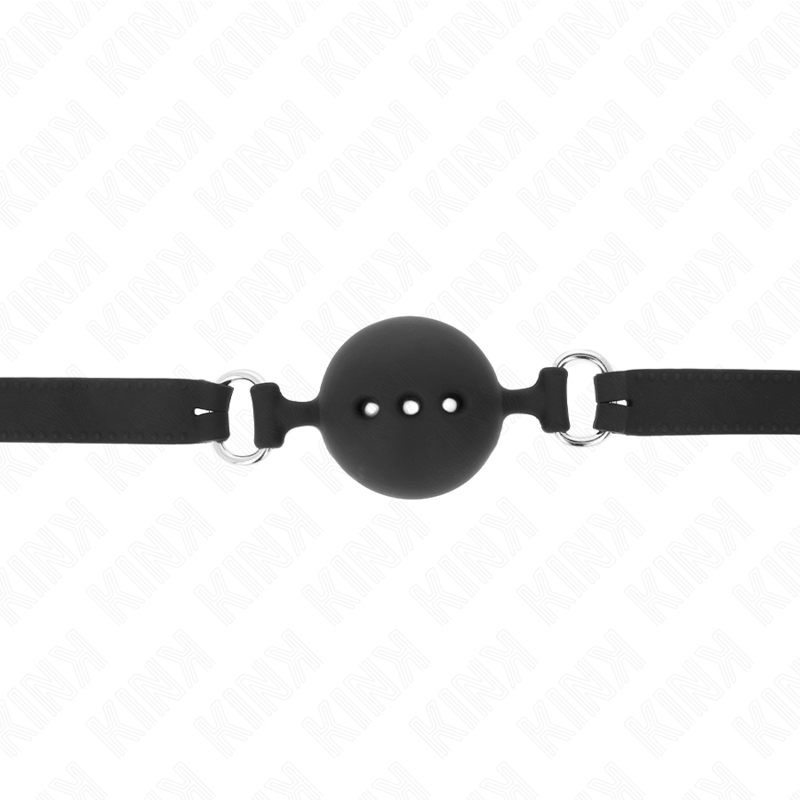 KINK - BAVAGLIO IN SILICONE INTERO 55 x 2 CM CON SFERA DA 4,5 CM MISURA M NERO REGOLABILE 35-51 CM – Mascelle – foto 4