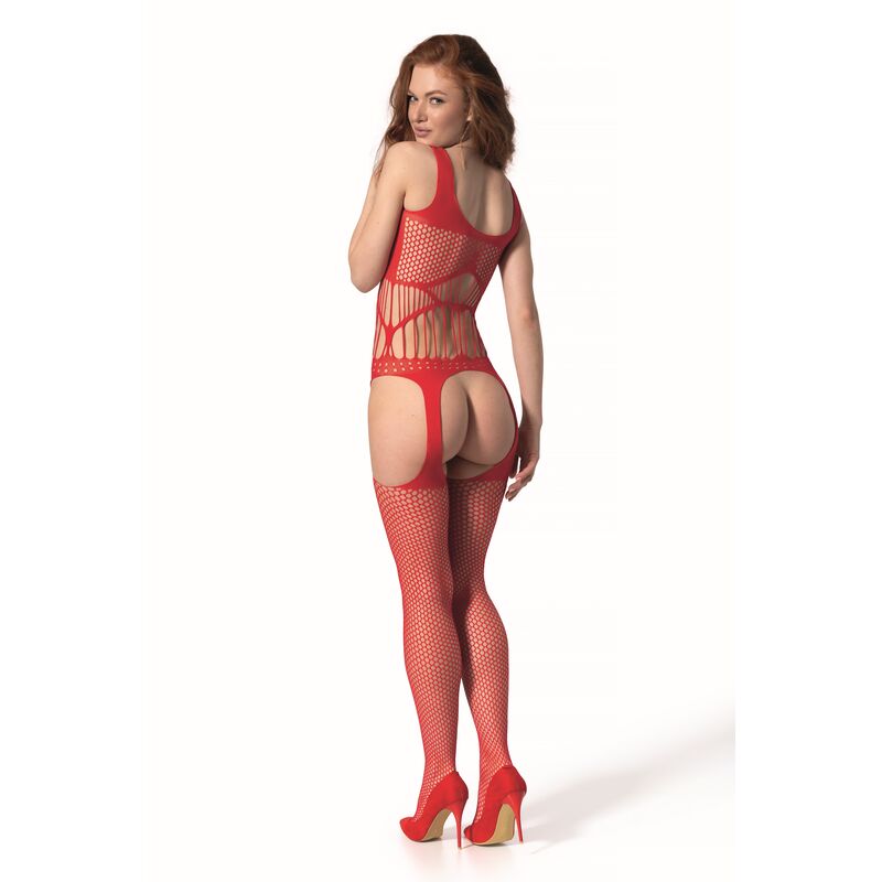 PASSION - BS 106 BODYSTOCKING ROSSO TAGLIA UNICA – Bodystocking – foto 2