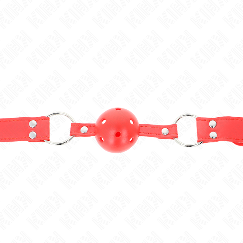 KINK - BALL GAG COMPLETO ROSSO CAVO DURO 62 x 2 CM – Mascelle – foto 3