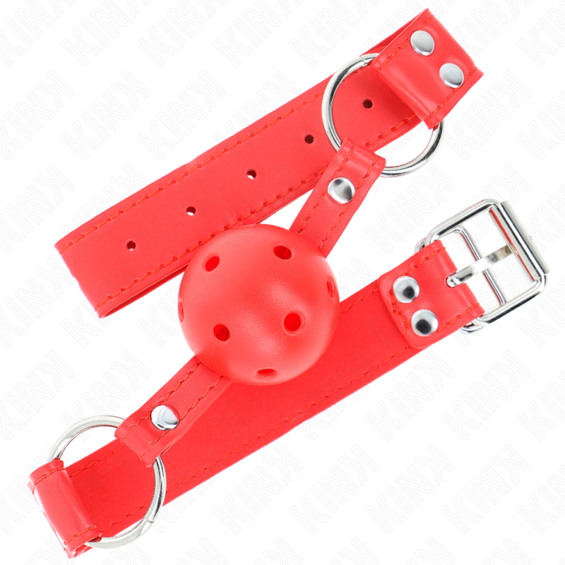 KINK - BALL GAG COMPLETO ROSSO CAVO DURO 62 x 2 CM – Mascelle – foto 2