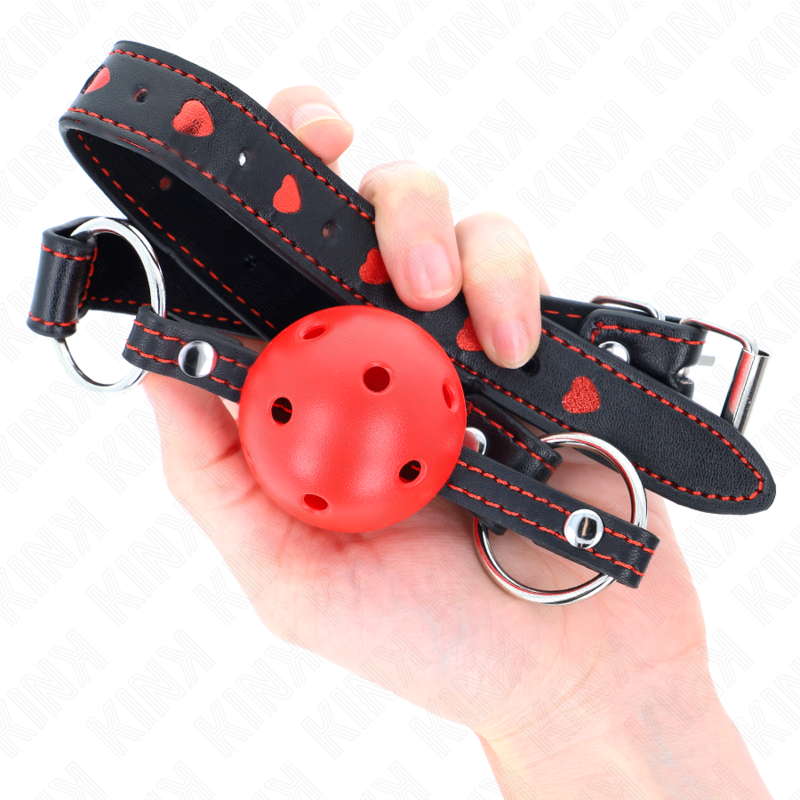KINK - BALL GAG HOLLOW HARD ROSSO MODELLO 2 65 x 2,5 CM – Mascelle – foto 4