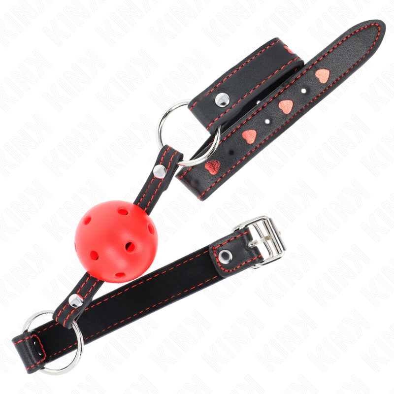 KINK - BALL GAG HOLLOW HARD ROSSO MODELLO 2 65 x 2,5 CM – Mascelle – foto 2