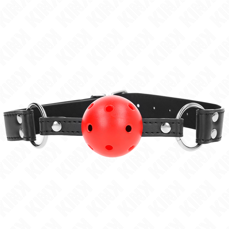 KINK - BAVAGLIO SFERA TRASPIRANTE 4 CM CON DOPPIO RIVETTO IN CUOIO 62,5 x 2,5 CM REGOLABILE 42-58 CM – Mascelle