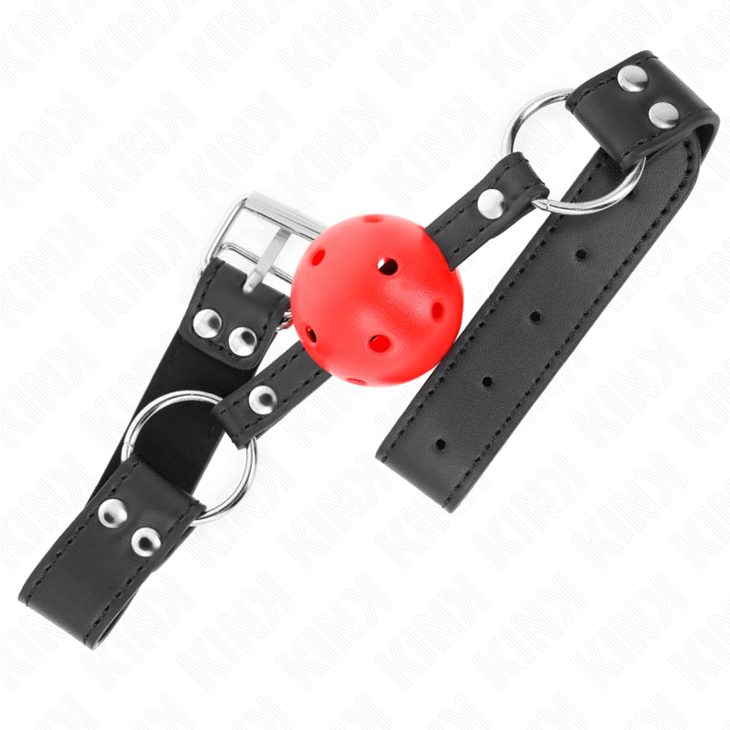KINK - BAVAGLIO SFERA TRASPIRANTE 4 CM CON DOPPIO RIVETTO IN CUOIO 62,5 x 2,5 CM REGOLABILE 42-58 CM – Mascelle – foto 2