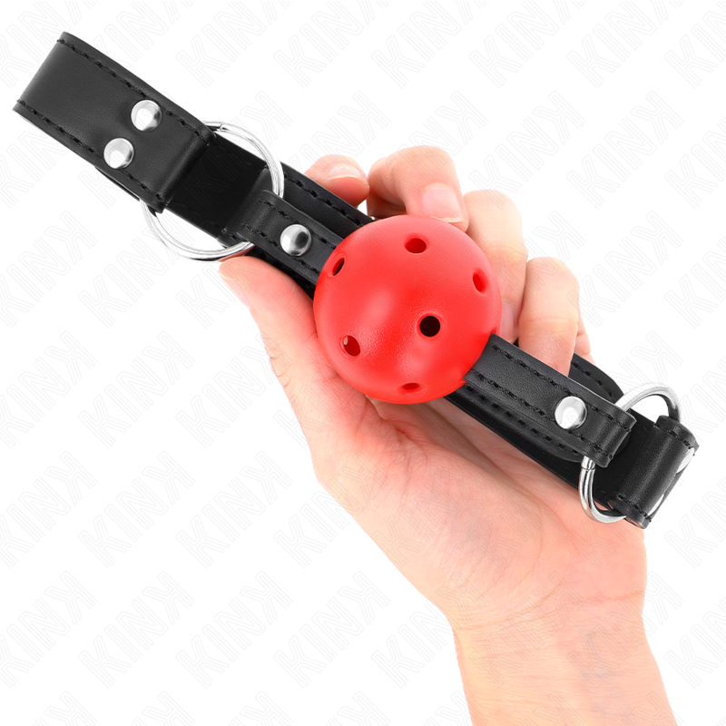 KINK - BAVAGLIO SFERA TRASPIRANTE 4 CM CON DOPPIO RIVETTO IN CUOIO 62,5 x 2,5 CM REGOLABILE 42-58 CM – Mascelle – foto 4