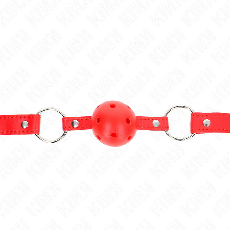 KINK - BAVAGLIO SFERA TRASPIRANTE 4 CM CON DOPPIO RIVETTO MODELLO 1 ROSSO 62,5 x 2,5 CM REGOLABILE 42-58 CM – Mascelle