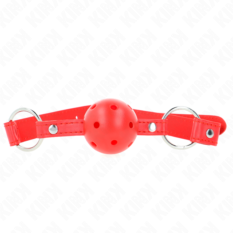 KINK - BAVAGLIO SFERA TRASPIRANTE 4 CM CON DOPPIO RIVETTO MODELLO 1 ROSSO 62,5 x 2,5 CM REGOLABILE 42-58 CM – Mascelle – foto 3